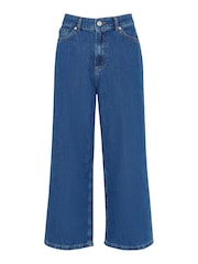 Whistles Blue Wide Leg Cropped 100% Cotton Jeans - Image 4 of 4
