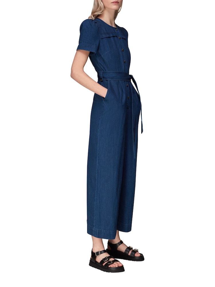 Whistles Blue 100% Cotton Alana Denim Jumpsuit - Image 1 of 4 Whistles Blue 100% Cotton Alana Denim Jumpsuit - Image 1 of 4