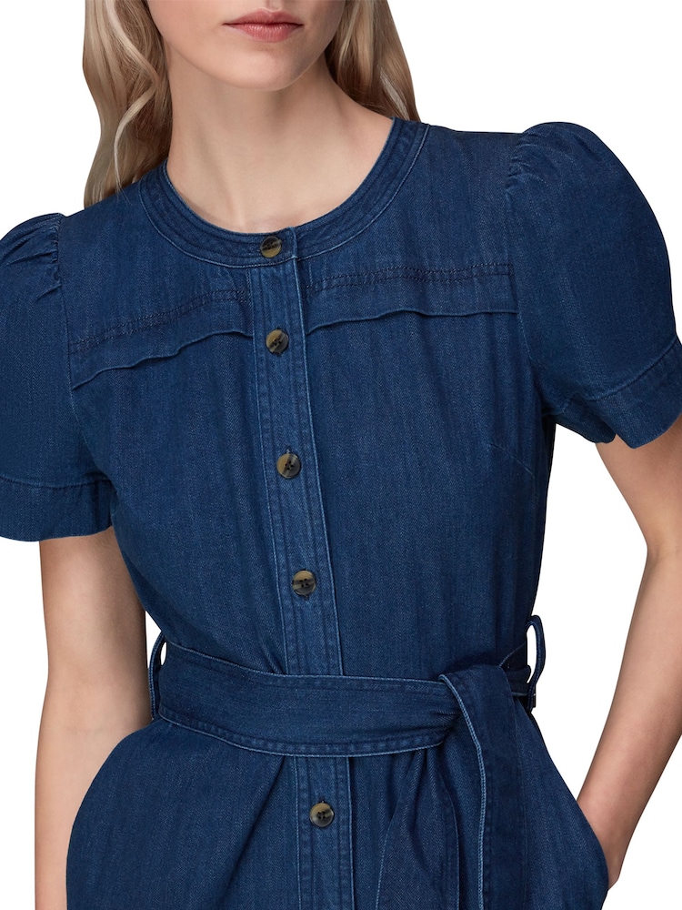 Whistles Blue 100% Cotton Alana Denim Jumpsuit - Image 3 of 4