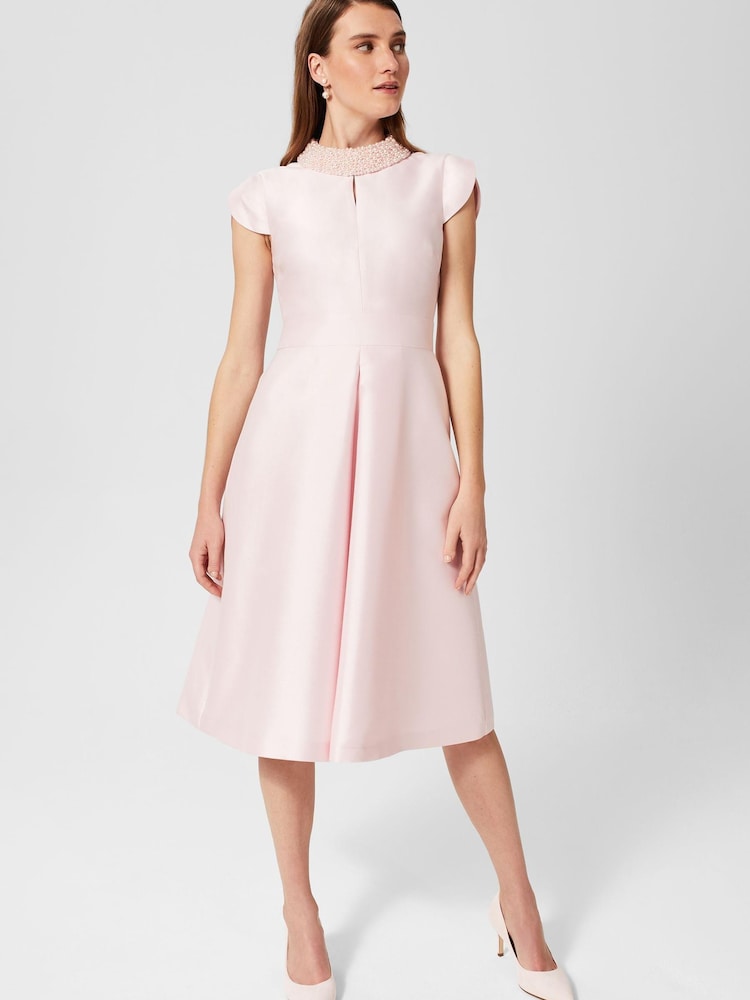 Hobbs Pink Marcella Beaded Dress - Image 1 of 4