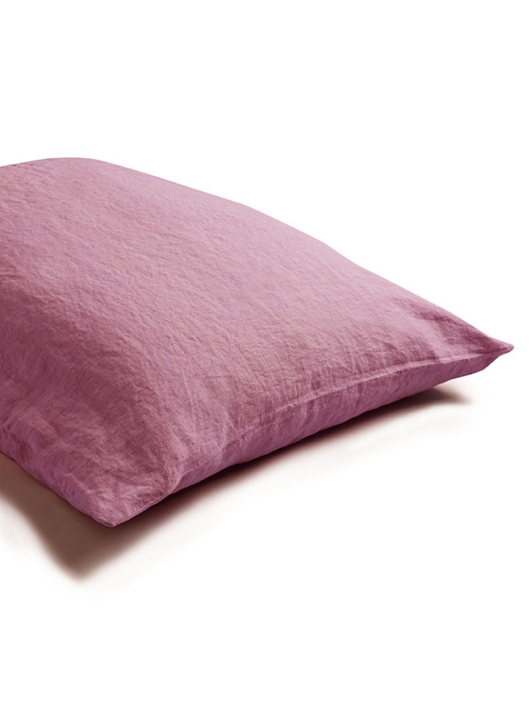 Piglet in Bed Raspberry 100% Linen Pillowcase Set of 2 - Image 2 of 4