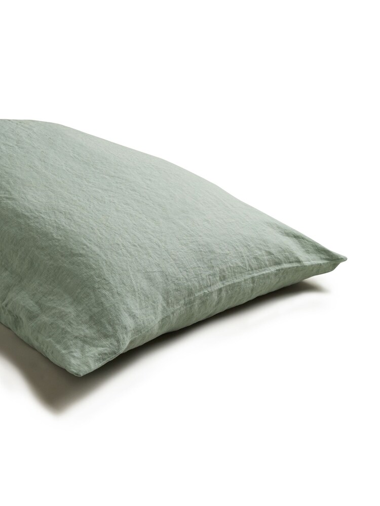 Piglet in Bed Sage Green 100% Linen Pillowcase Set of 2 - Image 2 of 4