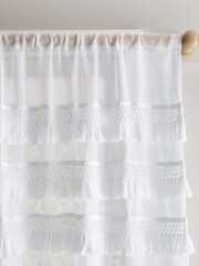 Pineapple Elephant White Izmir Tassel Slot Top Voile Curtain Panel - Image 2 of 4