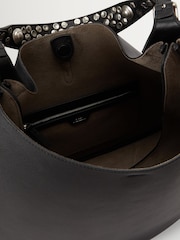 Polo Ralph Lauren Black Medium Studded Leather Shoulder Bag - Image 4 of 5