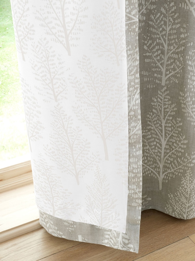 Catherine Lansfield Natural 100% Cotton Alder Trees Eyelet Curtain - Image 4 of 4