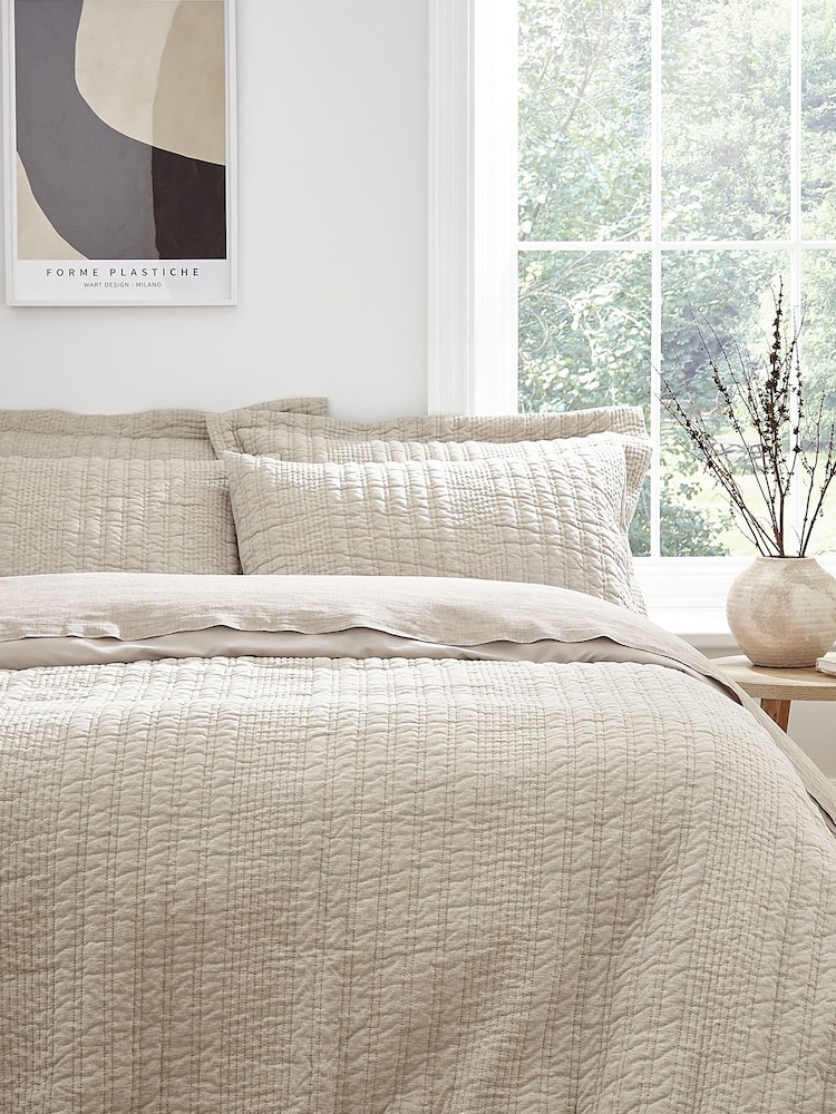 Pineapple Elephant Natural Tamba Jersey Stripe Quilted Duvet Cover Set - Image 1 of 4