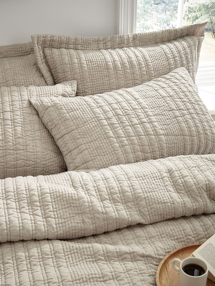 Pineapple Elephant Natural Tamba Jersey Stripe Quilted Duvet Cover Set - Image 2 of 4