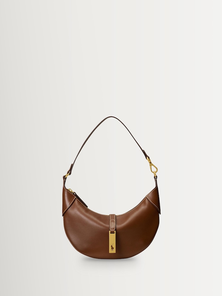 Polo Ralph Lauren Brown Small Leather Saddle Shoulder Bag - Image 1 of 6