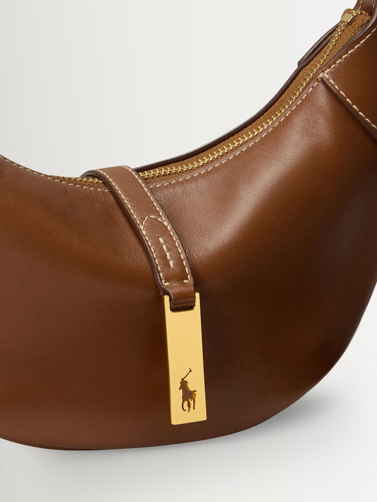 Polo Ralph Lauren Brown Small Leather Saddle Shoulder Bag - Image 6 of 6