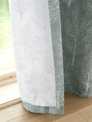 Catherine Lansfield Green 100% Cotton Alder Trees Eyelet Curtain - Image 4 of 4
