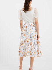 French Connection Camille Drape Tiered Midi White Skirt - Image 2 of 3