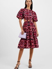 French Connection Pink Felicity Cotton Cut Out Dress - Image 1 of 4