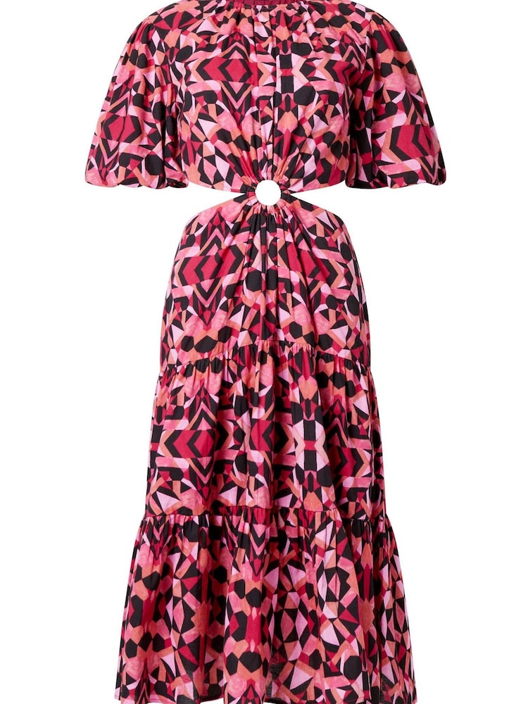 French Connection Pink Felicity Cotton Cut Out Dress - Image 4 of 4