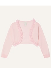Monsoon Pink Baby 100% Cotton Flora 3D Flower Cardigan - Image 1 of 3