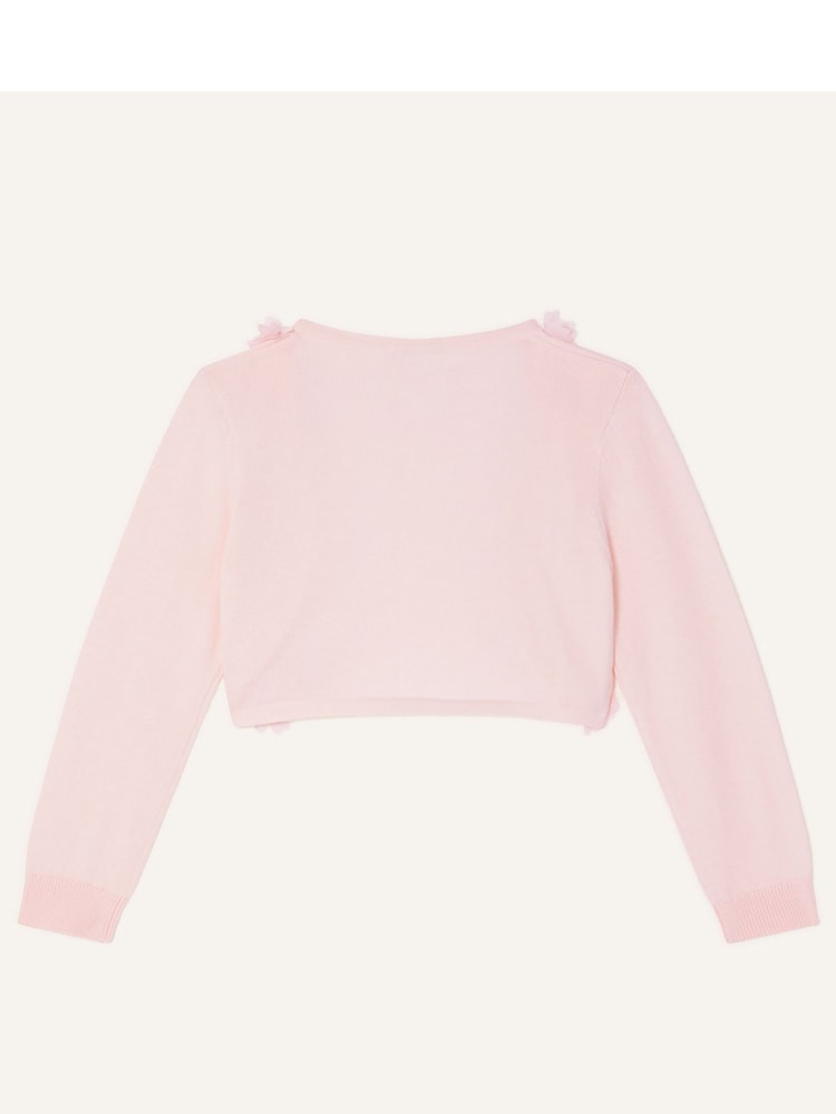 Monsoon Pink Baby 100% Cotton Flora 3D Flower Cardigan - Image 2 of 3 Monsoon Pink Baby 100% Cotton Flora 3D Flower Cardigan - Image 2 of 3