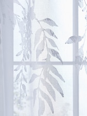 Catherine Lansfield White Wisteria Floral Slot Top Voile Curtain Panel - Image 3 of 3
