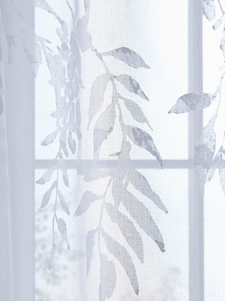 Catherine Lansfield White Wisteria Floral Slot Top Voile Curtain Panel - Image 3 of 3