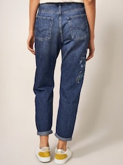 White Stuff Blue Embroidered Boyfriend Jeans - Image 2 of 7