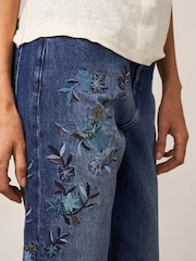 White Stuff Blue Embroidered Boyfriend Jeans - Image 4 of 7