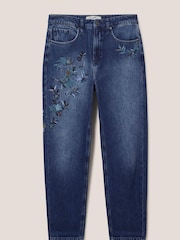 White Stuff Blue Embroidered Boyfriend Jeans - Image 5 of 7