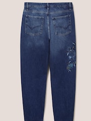 White Stuff Blue Embroidered Boyfriend Jeans - Image 6 of 7