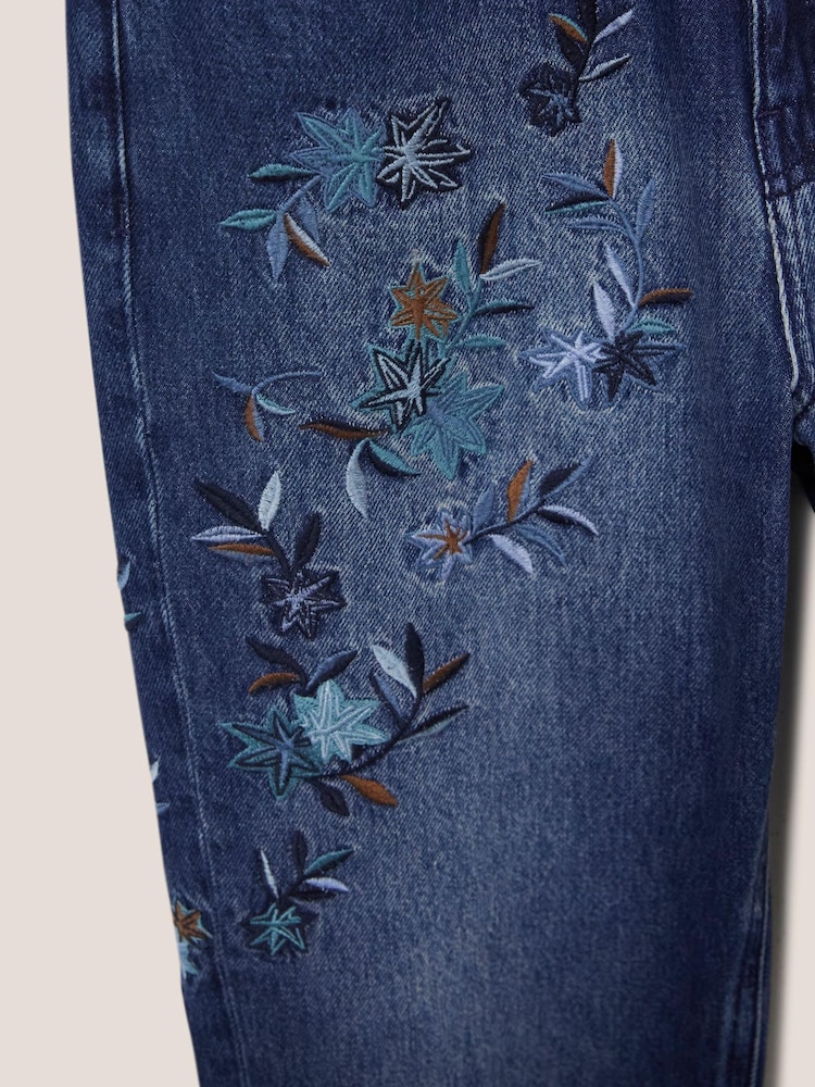 White Stuff Blue Embroidered Boyfriend Jeans - Image 7 of 7