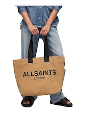 AllSaints Black 100% Cotton Ali Canvas Tote Bag - Image 1 of 5