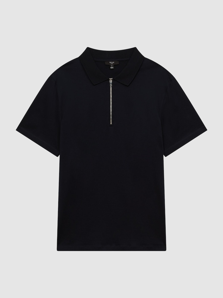 Azul marino - Polo de algodón egipcio mercerizado Belfry de Reiss - Imagen 2 de 7