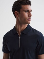 Azul marino - Polo de algodón egipcio mercerizado Belfry de Reiss - Imagen 4 de 7