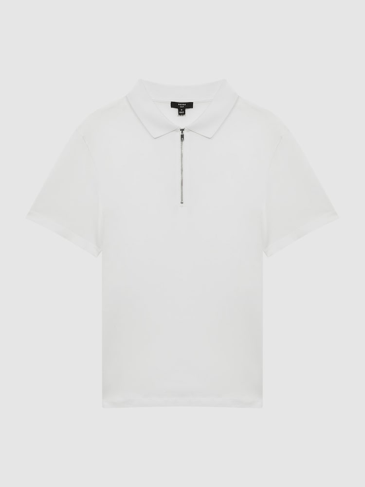 Reiss White Belfry Mercerised Egyptian Cotton Polo Shirt - Image 2 of 7