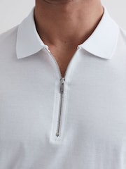 Reiss White Belfry Mercerised Egyptian Cotton Polo Shirt - Image 4 of 7