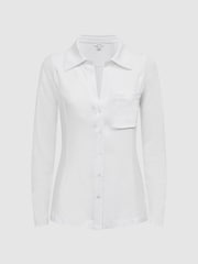 Reiss White Phillipa Linen Sheer Button Through Shirt - Image 2 of 5