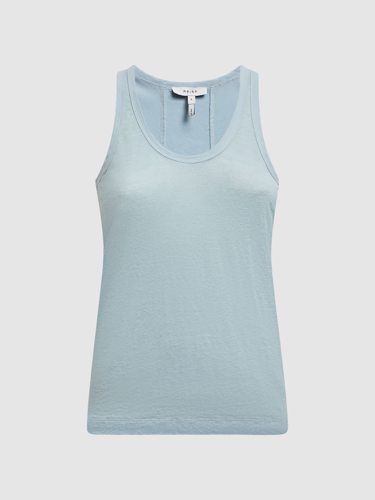Reiss Blue Taloulah Linen Crew Neck Vest - Image 2 of 5