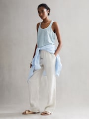 Reiss Blue Taloulah Linen Crew Neck Vest - Image 3 of 5