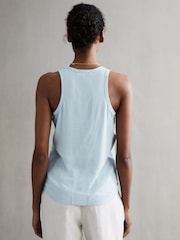 Reiss Blue Taloulah Linen Crew Neck Vest - Image 4 of 5