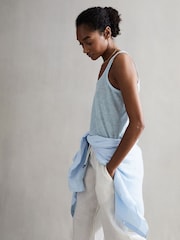 Reiss Blue Taloulah Linen Crew Neck Vest - Image 5 of 5