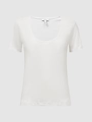 Reiss White Frances Linen Scoop Neck T-Shirt - Image 2 of 5