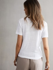 Reiss White Frances Linen Scoop Neck T-Shirt - Image 4 of 5
