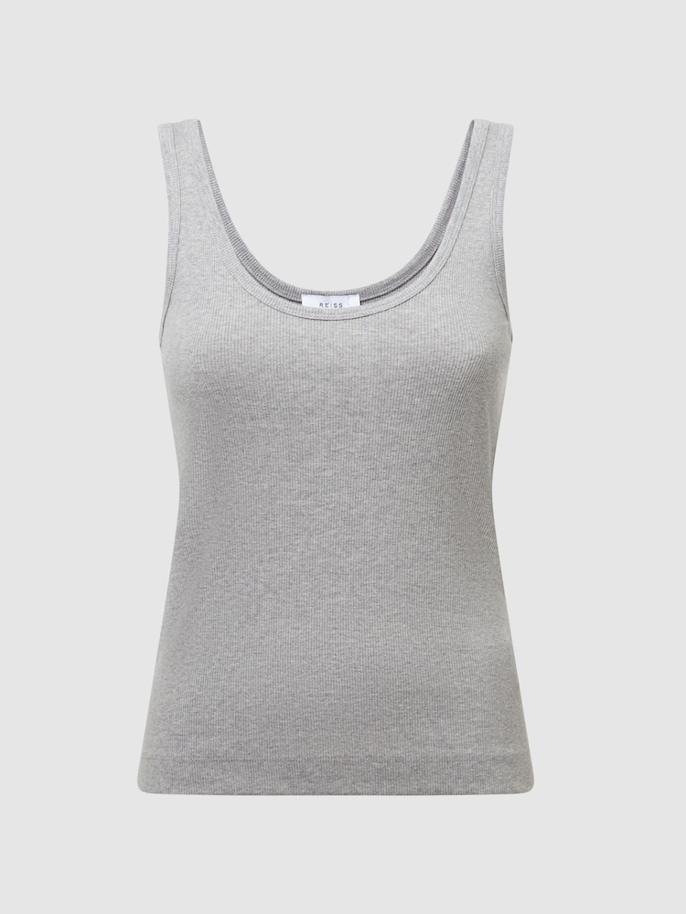 Reiss Grey Marl Violet Scoop Neck Jersey Vest Top - Image 2 of 12 Reiss Grey Marl Violet Scoop Neck Jersey Vest Top - Image 2 of 12