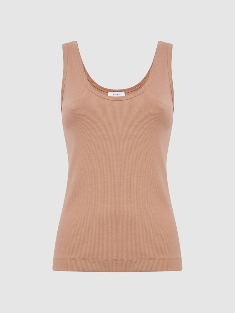 Reiss Camel Violet Scoop Neck Jersey Vest Top - Image 2 of 7