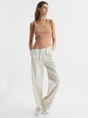 Reiss Camel Violet Scoop Neck Jersey Vest Top - Image 3 of 7