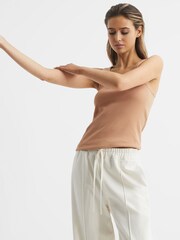 Reiss Camel Violet Scoop Neck Jersey Vest Top - Image 6 of 7