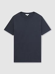 Bleu avio - T-shirt à col ras du cou en coton Reiss Bless - Image 2 de 6