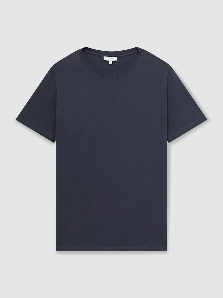 Bleu avio - T-shirt à col ras du cou en coton Reiss Bless - Image 2 of 6