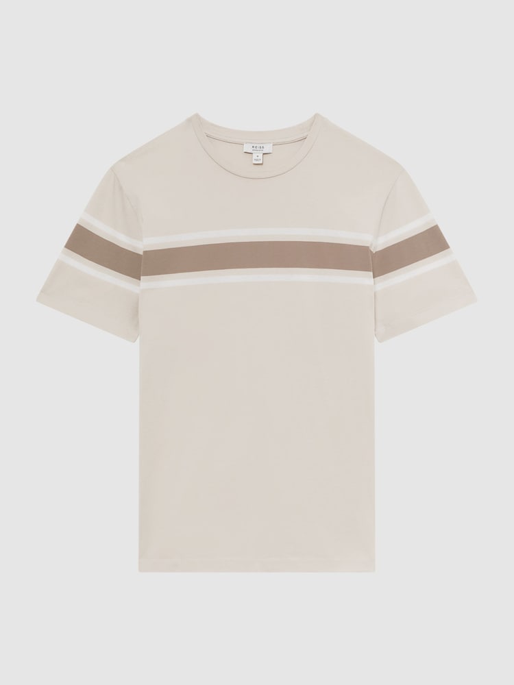 Reiss Oatmeal Multi Hearts Slim Fit Mercerised Cotton Crew Neck T-Shirt - Image 2 of 4