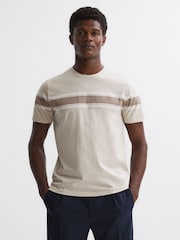 Reiss Oatmeal Multi Hearts Slim Fit Mercerised Cotton Crew Neck T-Shirt - Image 3 of 4