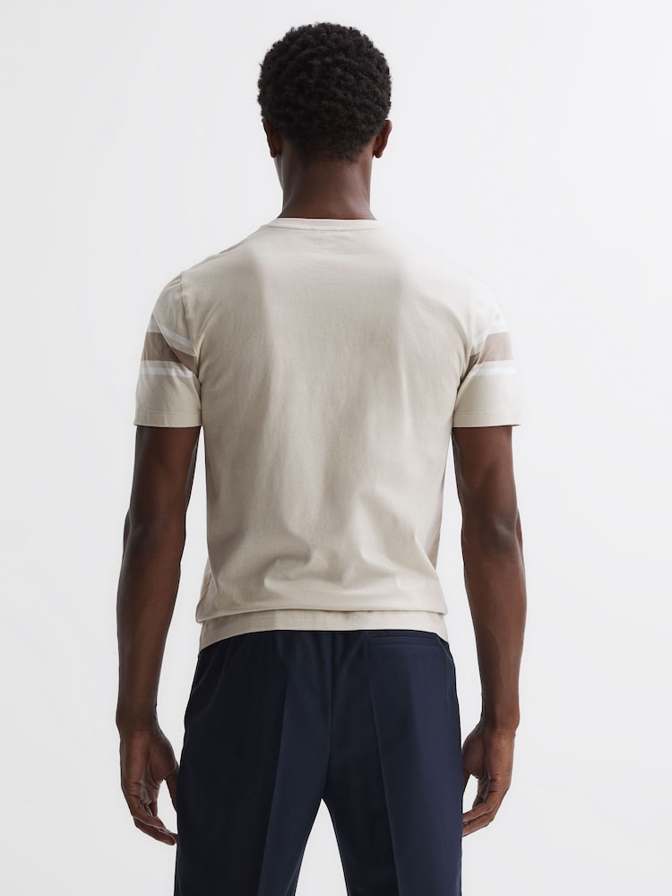 Reiss Oatmeal Multi Hearts Slim Fit Mercerised Cotton Crew Neck T-Shirt - Image 4 of 4