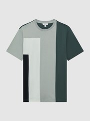 Reiss Green Multi Viejo Slim Fit Mercerised Cotton T-Shirt - Image 2 of 7