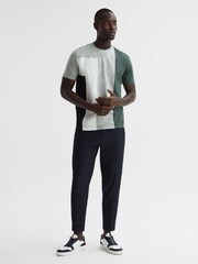 Reiss Green Multi Viejo Slim Fit Mercerised Cotton T-Shirt - Image 3 of 7