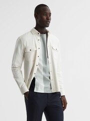 Reiss Green Multi Viejo Slim Fit Mercerised Cotton T-Shirt - Image 7 of 7